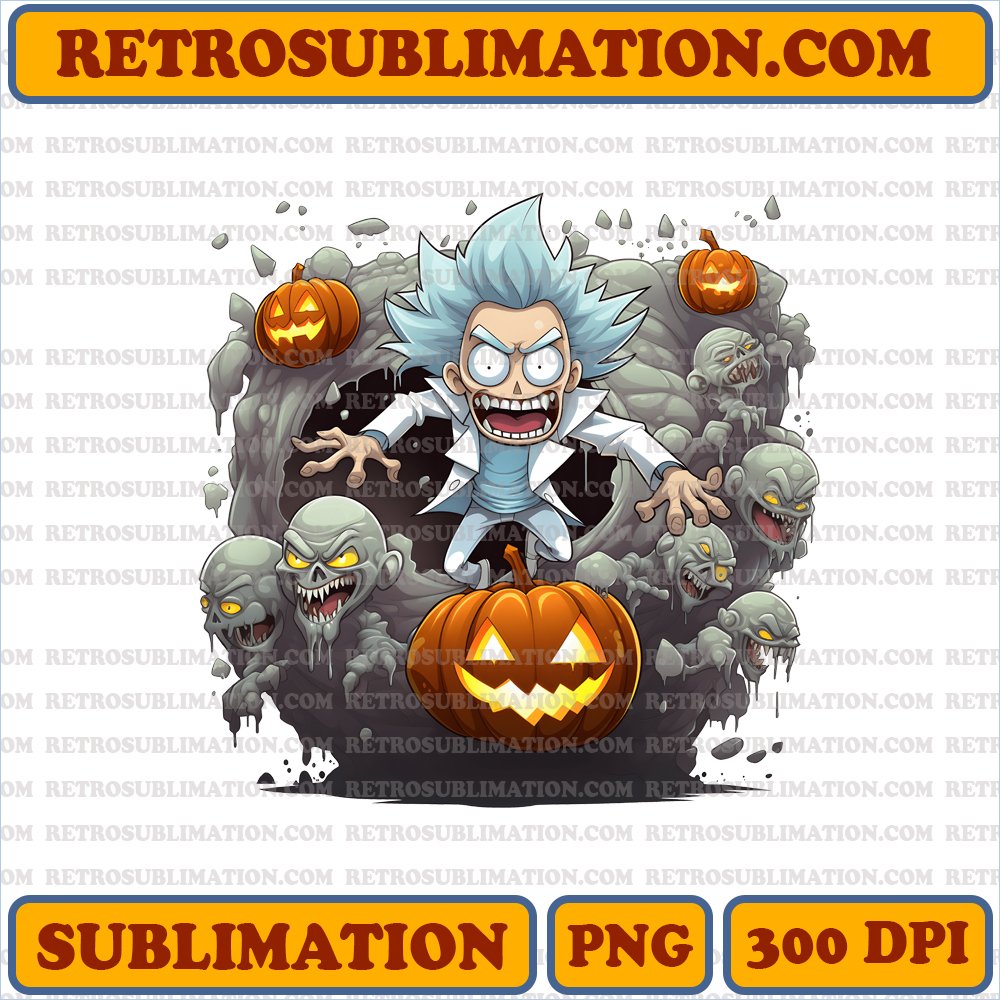 Escape from Halloween Monsters - Rick Sanchez with Portal Gun | Sublimation PNG Digital Download
