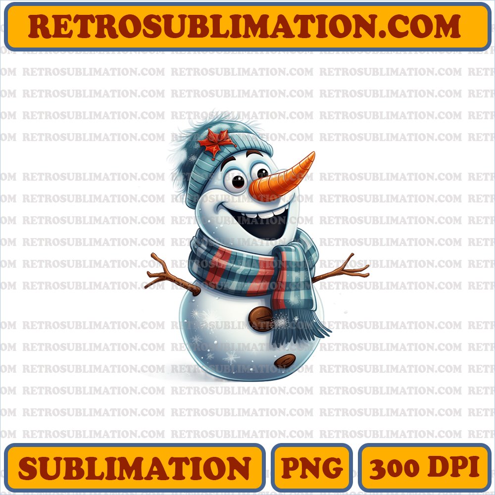 Amusing Christmas Olaf - Hat & Scarf - Vibrant Sublimation PNG Digital Download
