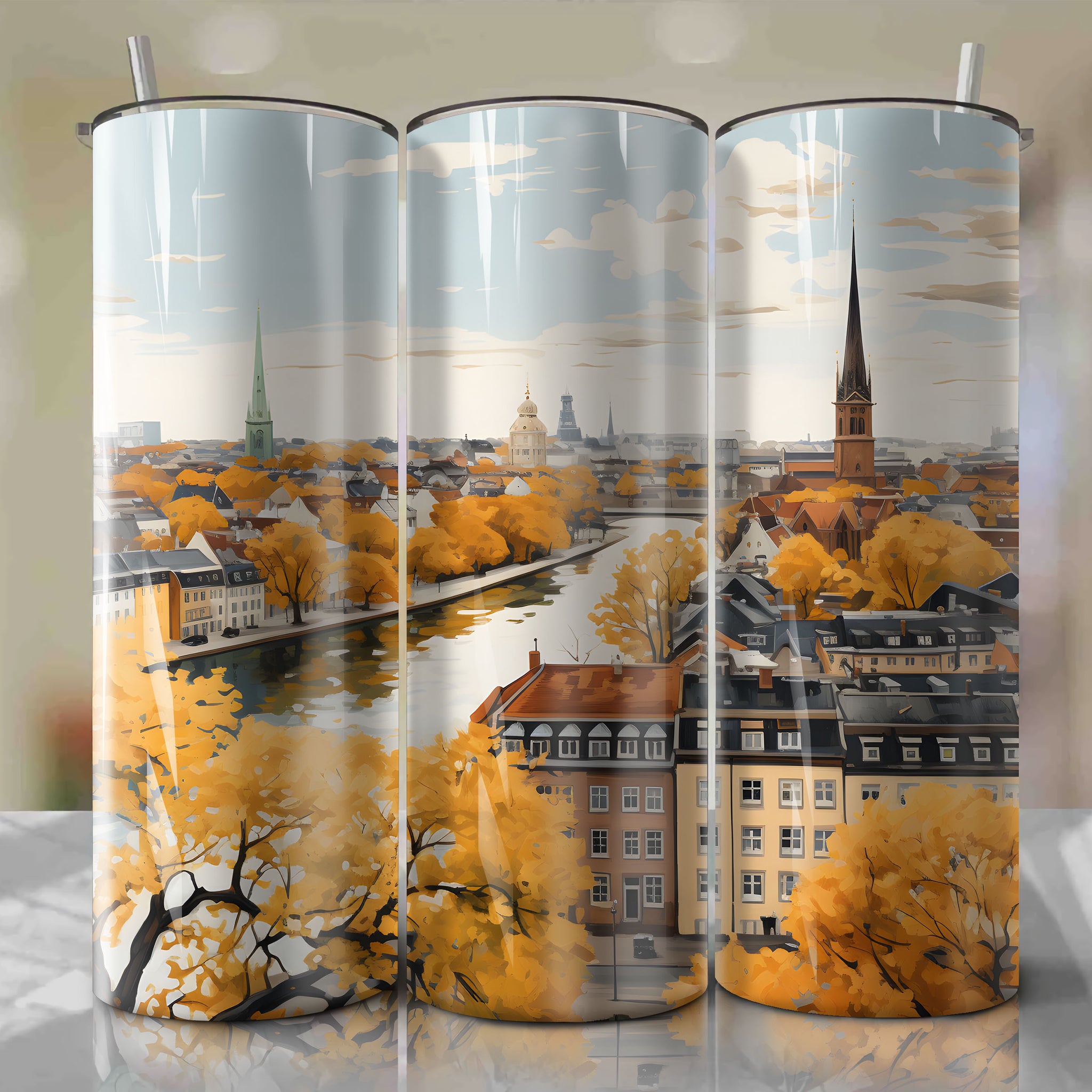 Autumn Vibes in Copenhagen: Tumbler Wrap with Bold Oil Painting Strokes
