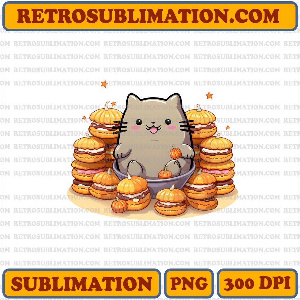 Adorable Pusheen Halloween Cookies - Digital Download PNG Sublimation
