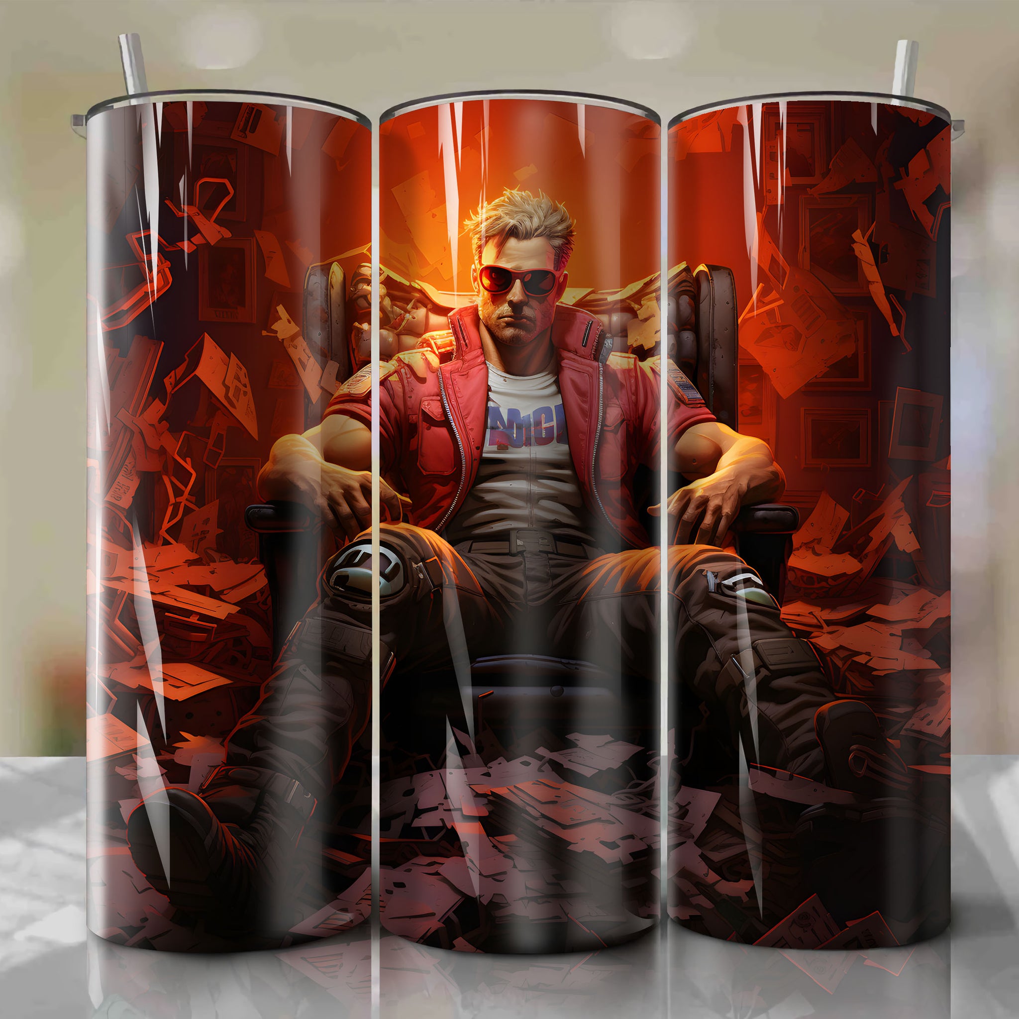 Iconic Duke Nukem 20 Oz Tumbler Wrap - Boldly Emerging 3D Artwork
