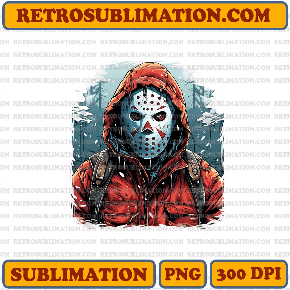 Christmas Jason Voorhees - Relentless Stalking through Winter Night - Sublimation PNG Digital Download
