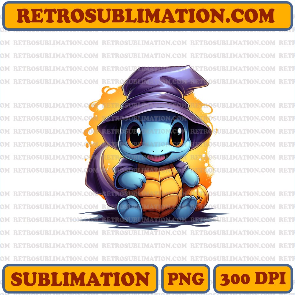 Charming Squirtle - Halloween Bootleg Style - Digital Download PNG
