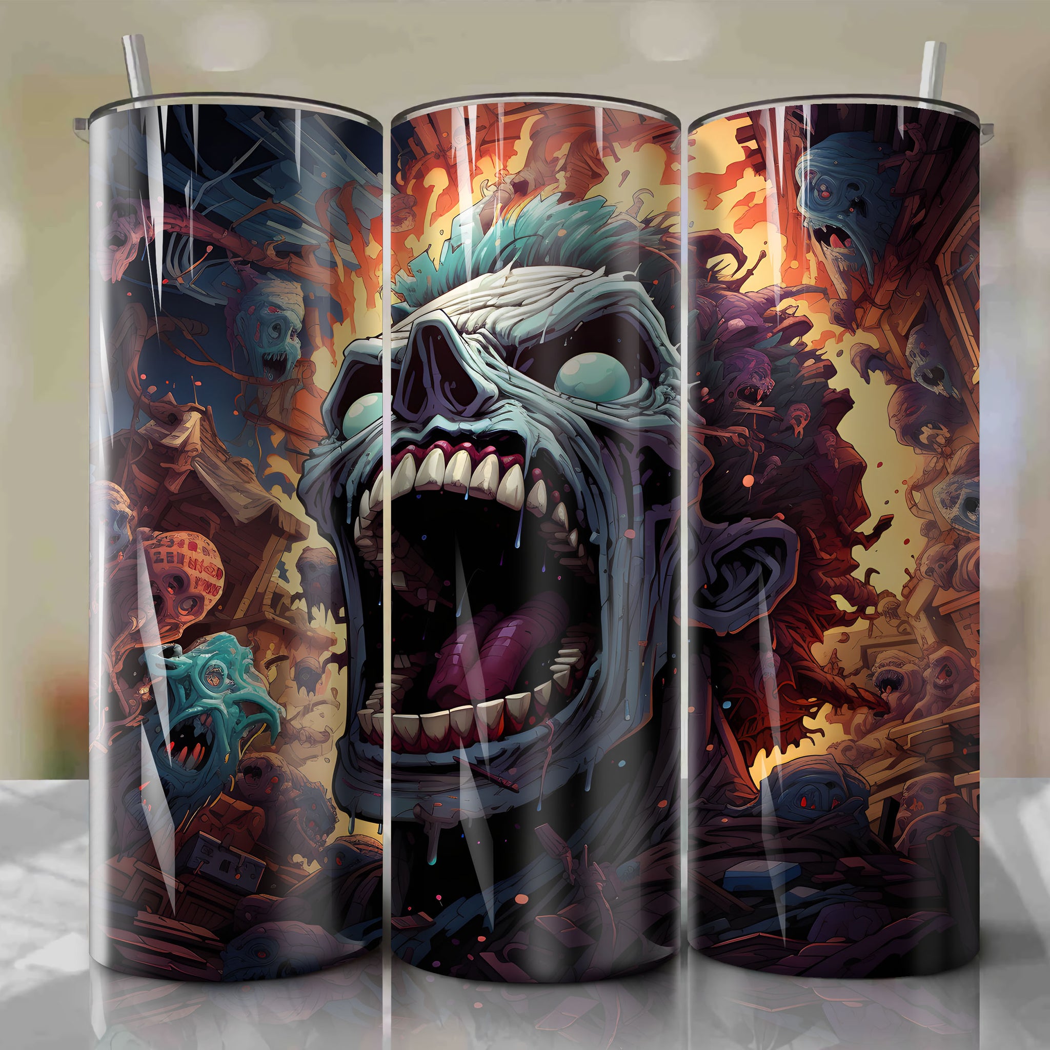 Whimsical and Colorful 3D Illustration of a Jovial Jerry: A Vibrant 20 Oz Tumbler Wrap
