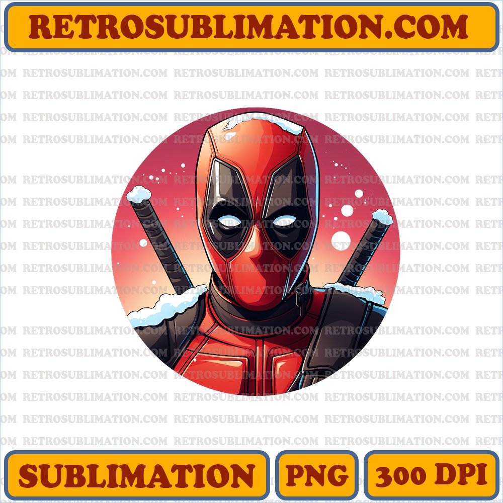 Christmas Deadpool - Breaking the 4th Wall - Merry Greetings - Sublimation PNG Download
