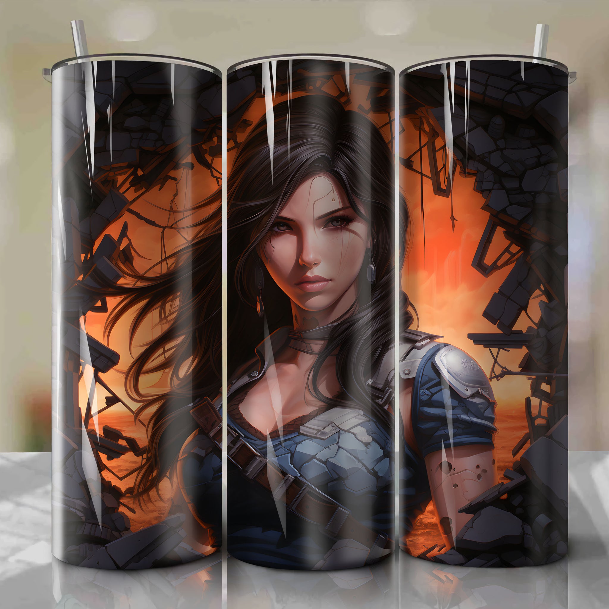 Stunning 3D Tifa Lockhart Final Fantasy VII 20 Oz Tumbler Wrap
