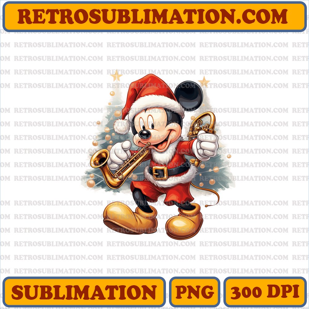 Cheerful Christmas Mickey - Jingle Bell Serenade - High Contrast PNG Digital Download
