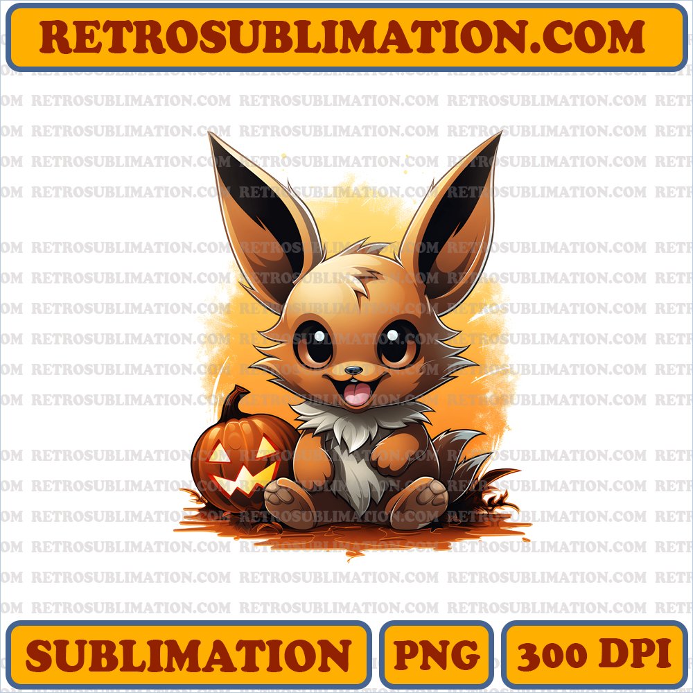 Mischievous Eevee - Halloween Sublimation PNG Digital Download - Unique & Creative Pokémon Art
