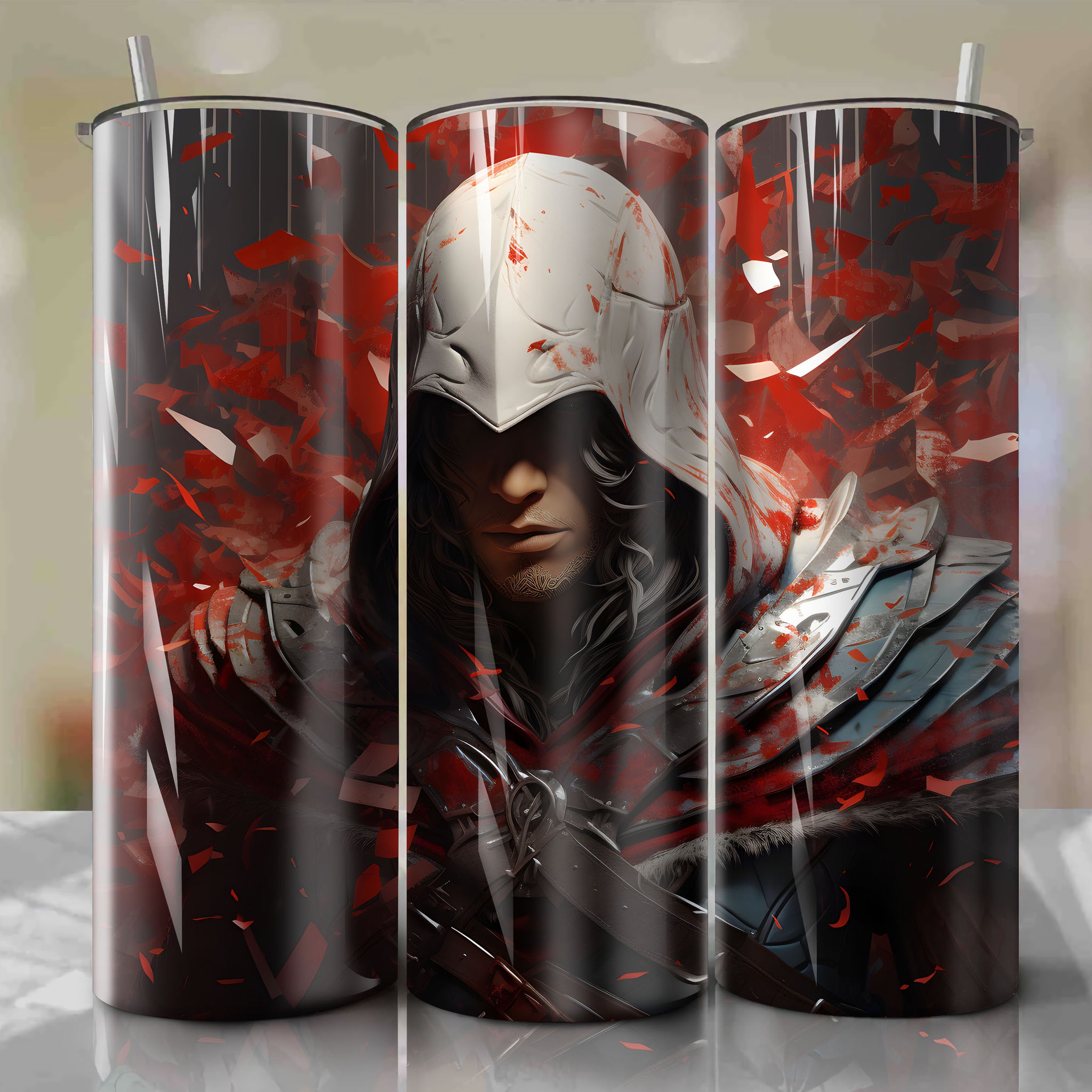 Assassin's Creed 20 Oz Tumbler Wrap: Stunning Ezio Auditore Wall Art
