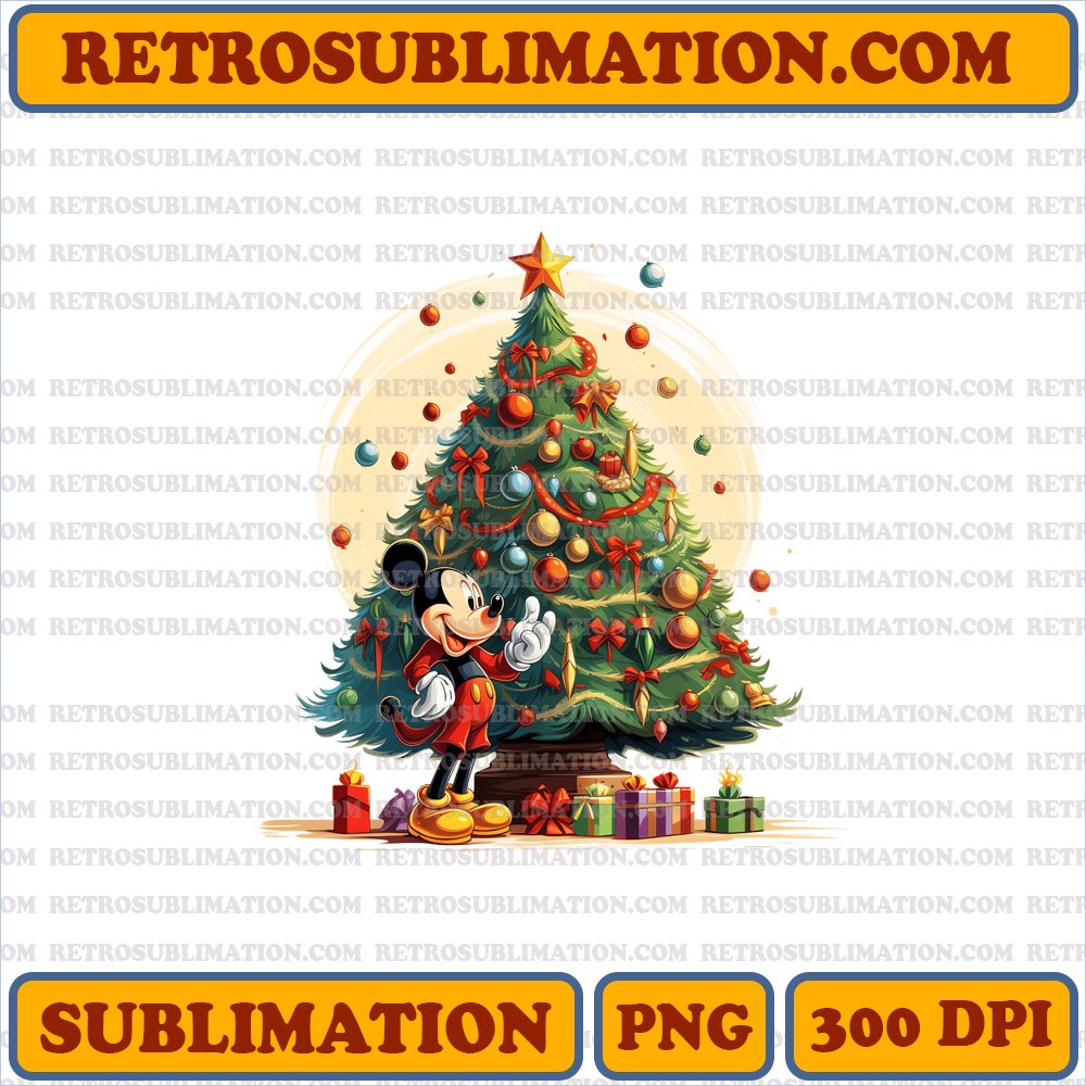 Christmas Mickey Mouse Tree Decorator - Festive Ornaments - High-Contrast Sublimation PNG
