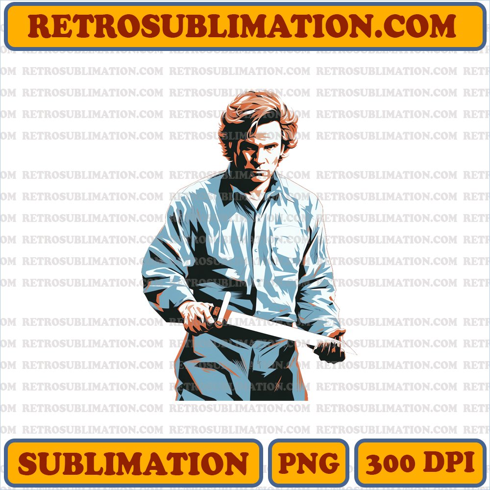 Michael Myers Horror Icon - Killer Cartoon Graphic - High Contrast Sublimation PNG
