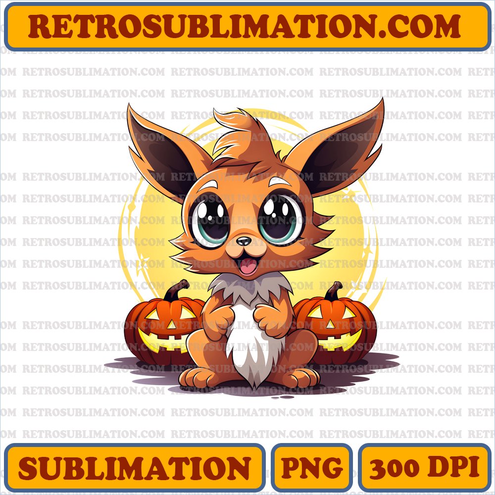 Startled Eevee - Halloween Bootleg Digital Download - Sublimation PNG
