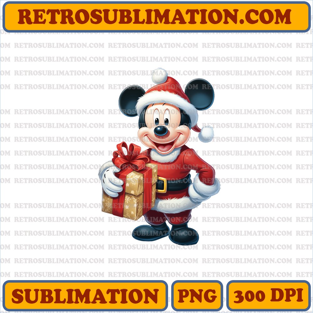 Christmas Mickey Mouse - Santa Claus Edition - High Contrast PNG Digital Download
