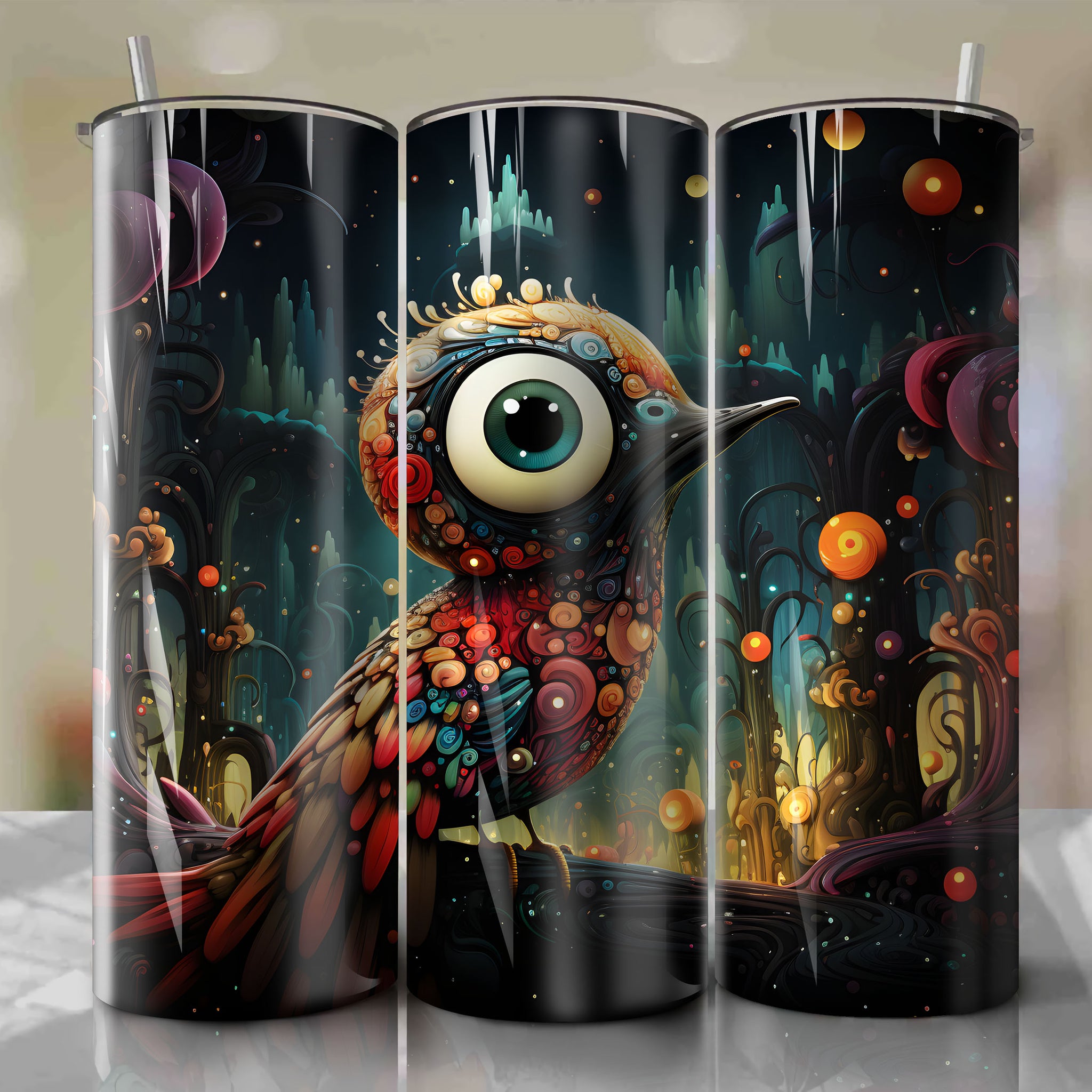 20 Oz Tumbler Wrap - Vibrant and Whimsical Artistic Design by Kenneth Young Interactive Art Movement
