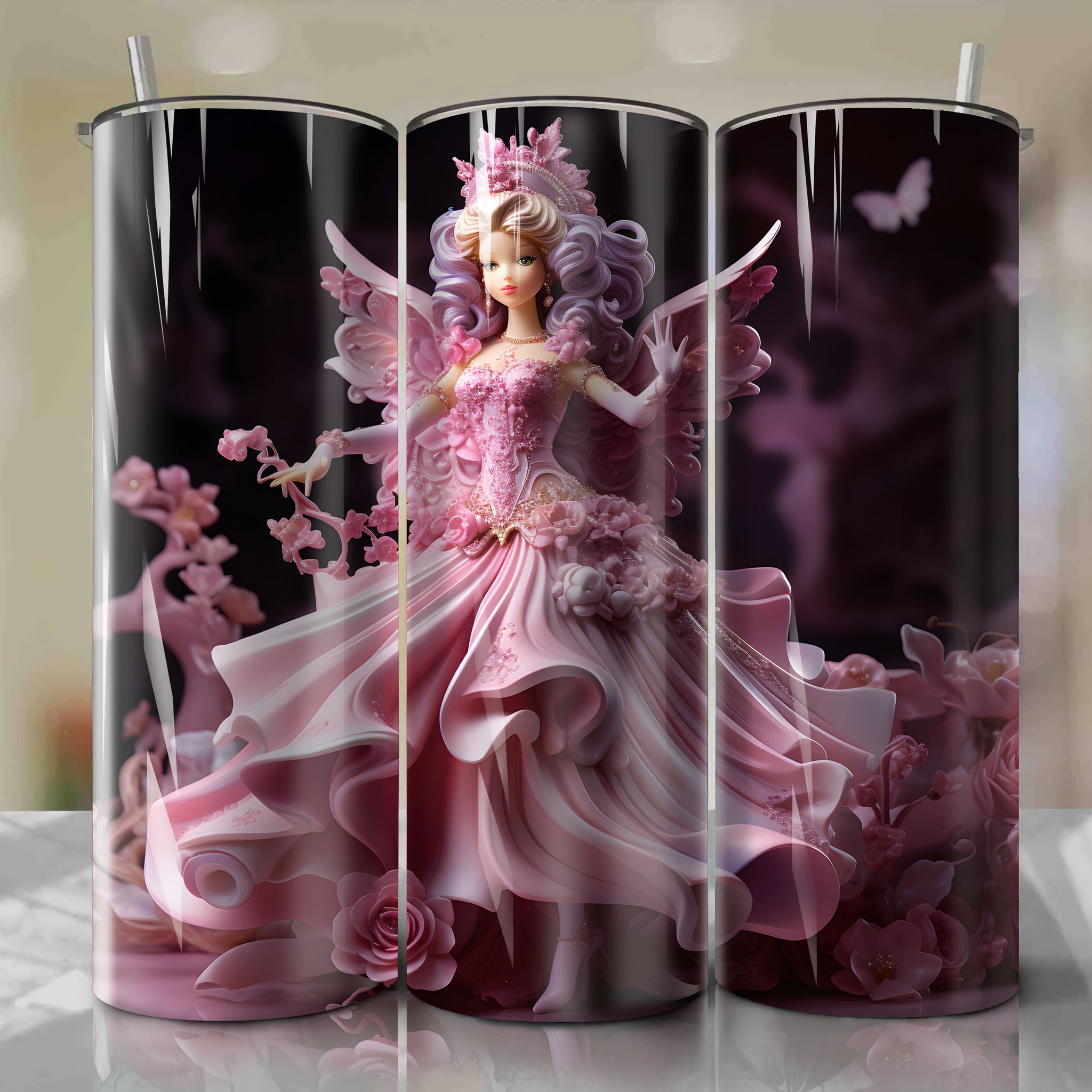 Tumbler Wrap - The Sugar Plum Fairy in a Blooming Candy Garden - Grace and Sweetness Shimmering.
