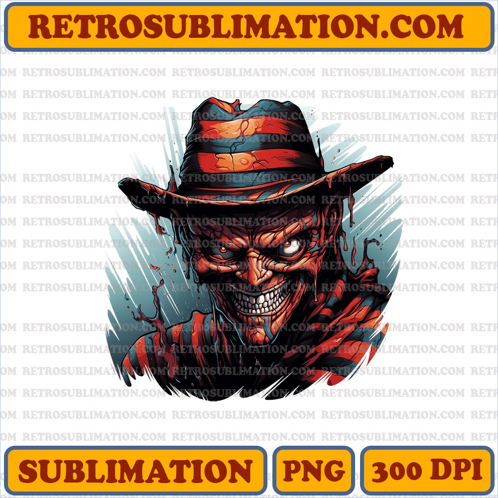 Freddy Krueger Nightmare - Sinister Cartoon - High-Contrast Sublimation PNG
