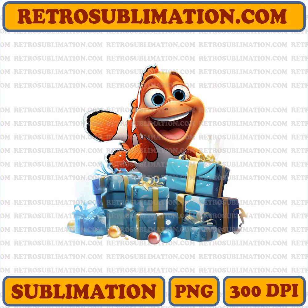 Hide and Seek Christmas Nemo - Playful Sublimation PNG Download
