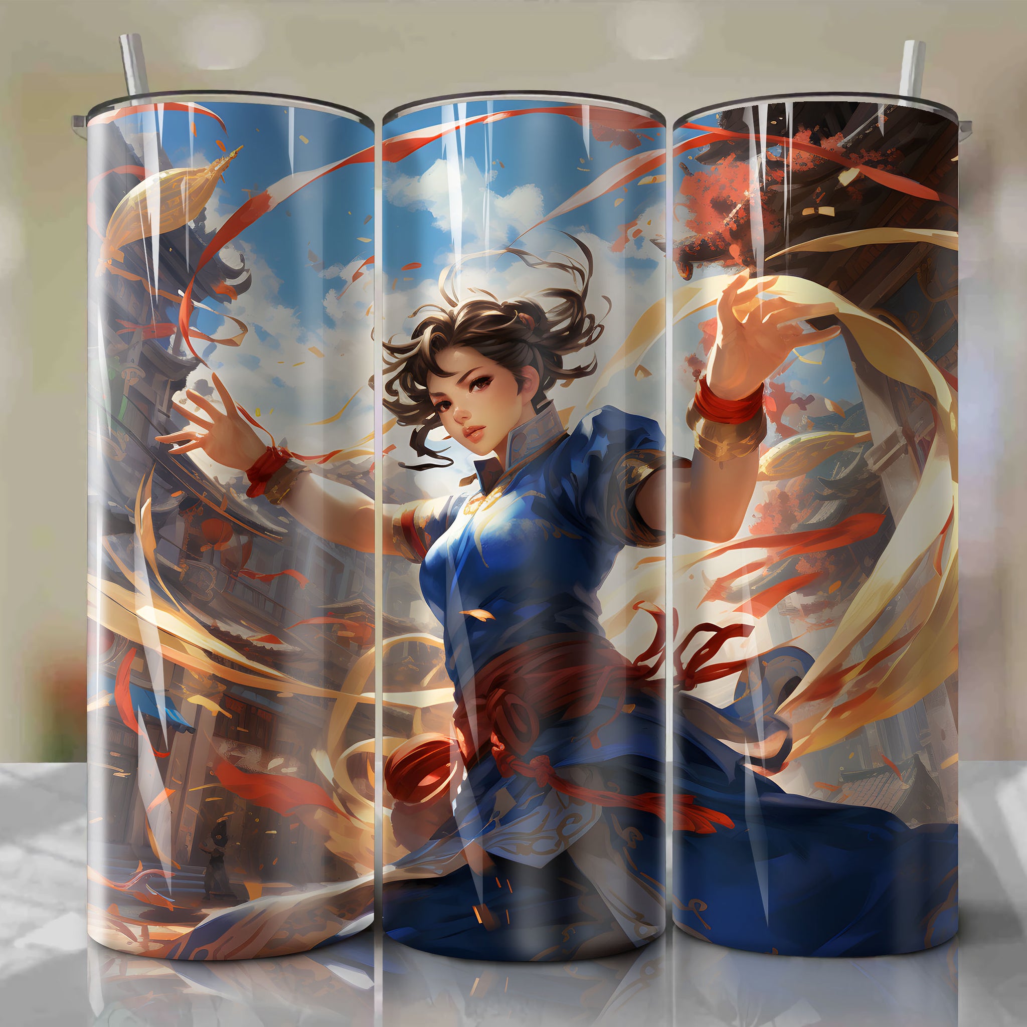 Chun-Li 20 Oz Tumbler Wrap - Stunning Artwork by Stanley Lau
