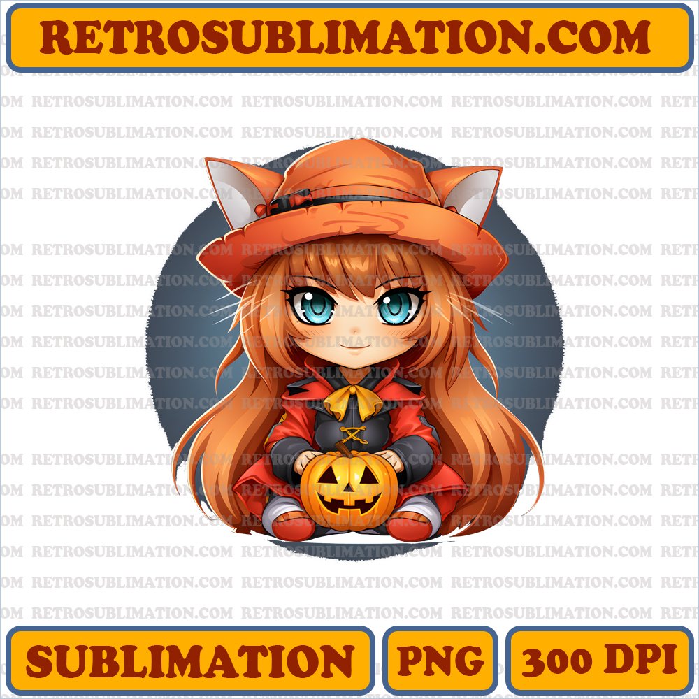 Sly Grin Chibi Asuka - Halloween Prankster - Unique Digital PNG Download
