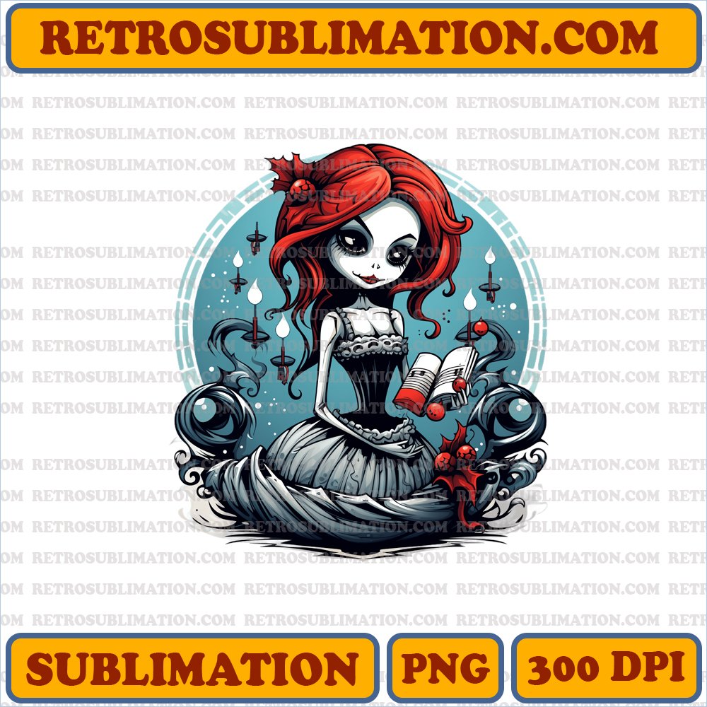 Christmas Sally - Softly Humming Cartoon - Sublimation PNG Digital Download
