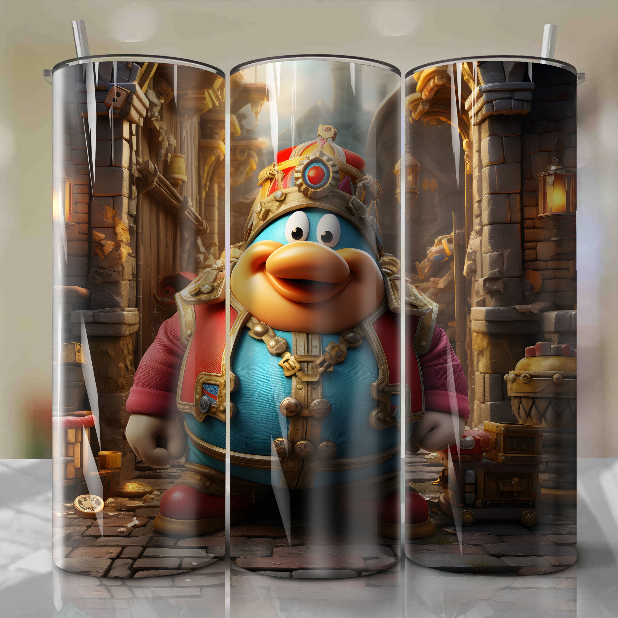 King Dedede 3D Image - Vibrant Capture of the Self-Proclaimed Kirby King Sticking His Head Out of a Cracked Hole in the Royal Castle
