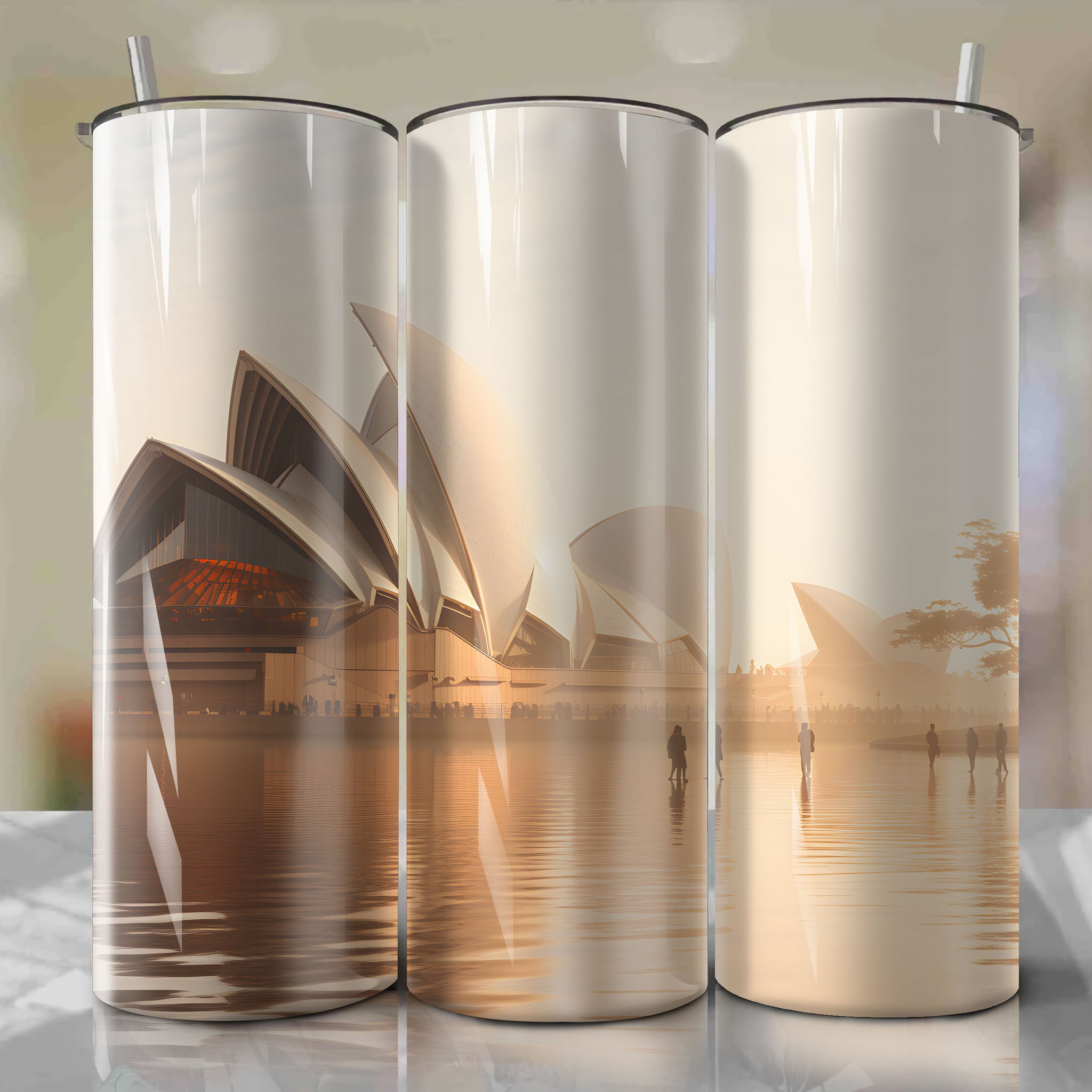 Autumn Morning Fog at Sydney Opera House: Tumbler Wrap
