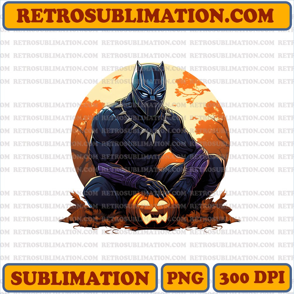 Amused Black Panther Halloween Digital Download - Sublimation PNG
