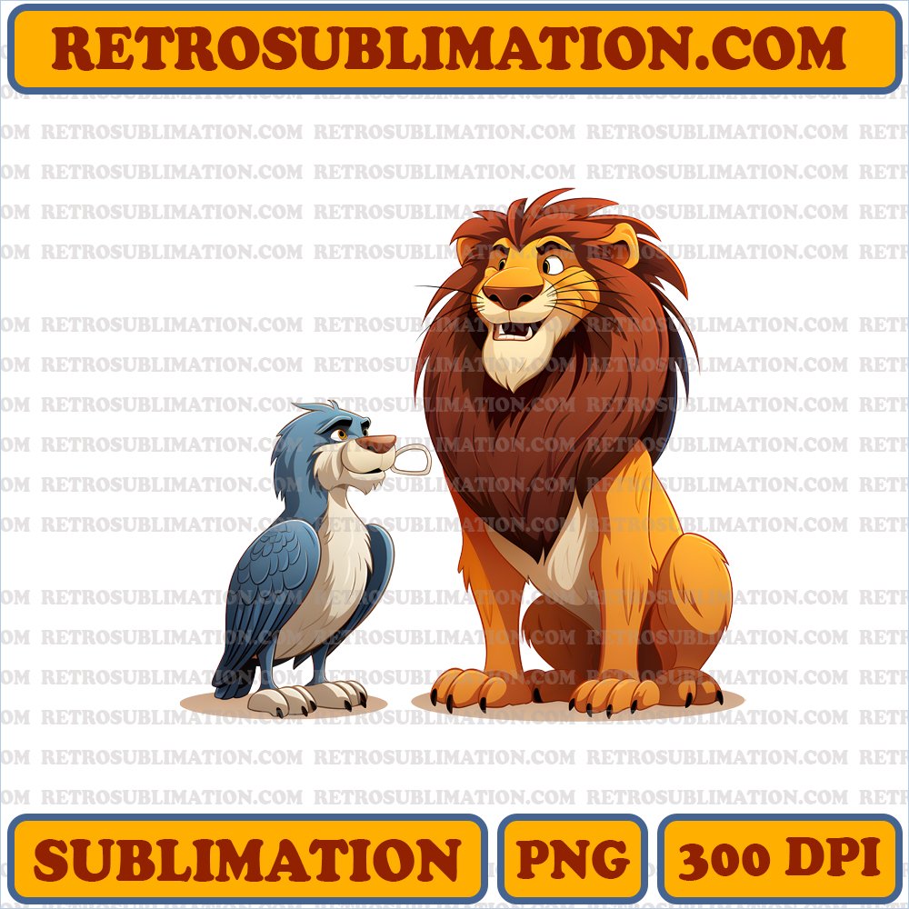 Thanksgiving Mufasa with Zazu - Amused Smirk and Complaints - Bootleg Style PNG Digital Download
