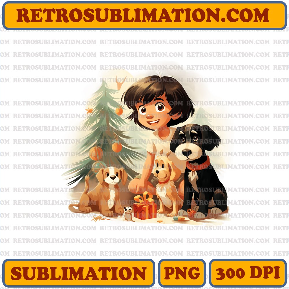 Christmas Mowgli - Tree Decorating in the Jungle - Playful Sublimation PNG Digital Download
