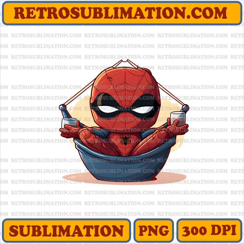 Relaxed Chibi Spider-Man | Cute Spider Logo | Digital Download | Sublimation PNG | Unique & Creative Design
