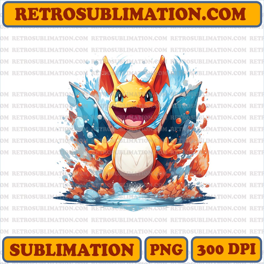 Blazing Charizard Fire - Snowman Melting Edition - Sublimation PNG Digital Download
