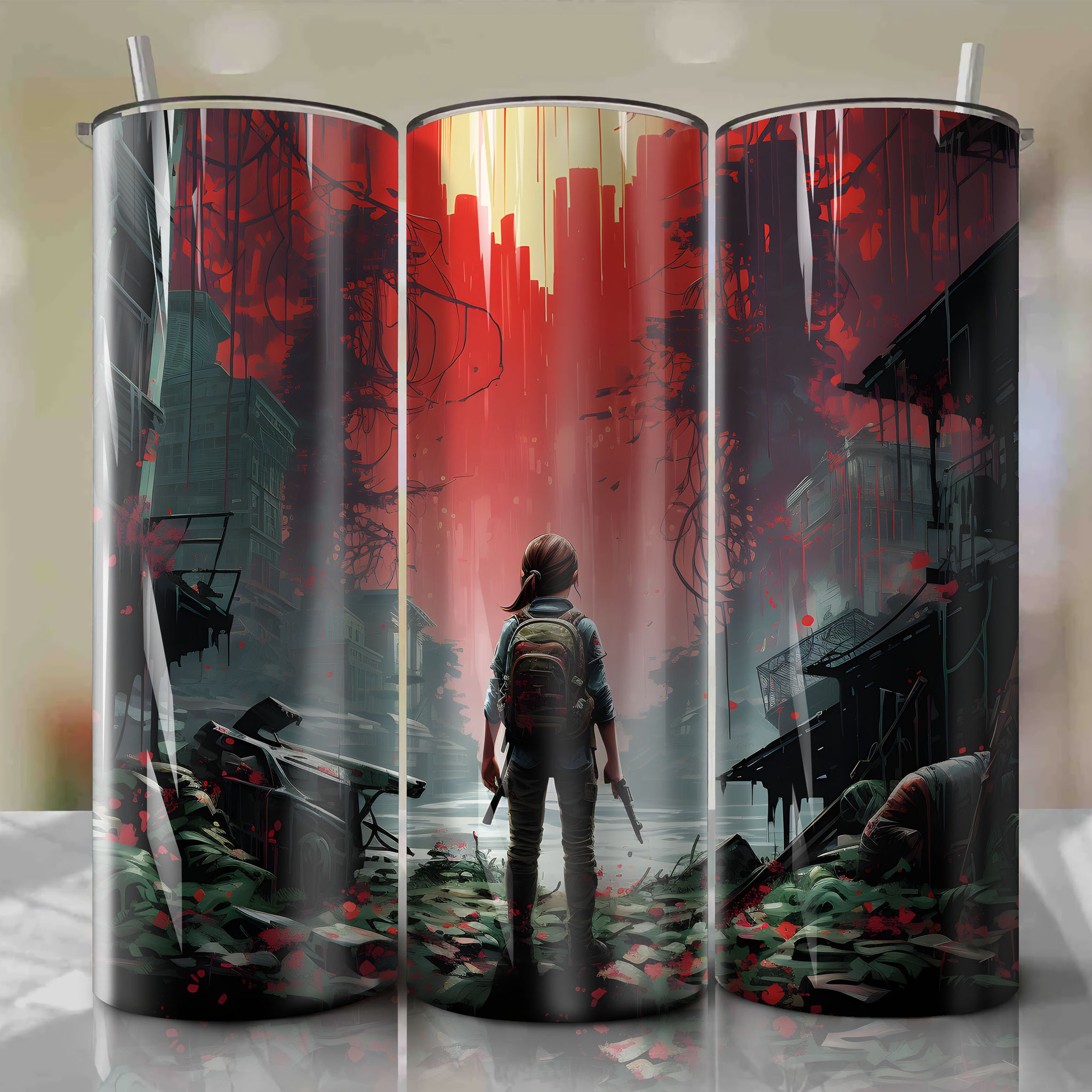 Post-Apocalyptic Ellie (The Last of Us Series) 3D Illustration on 20 Oz Tumbler Wrap
