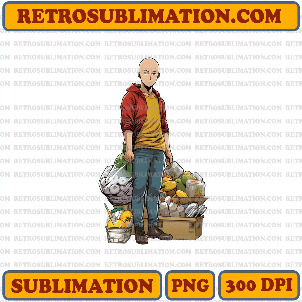 Saitama Thanksgiving Shopping - Casual Attire & Indifferent Expression | Digital Download PNG
