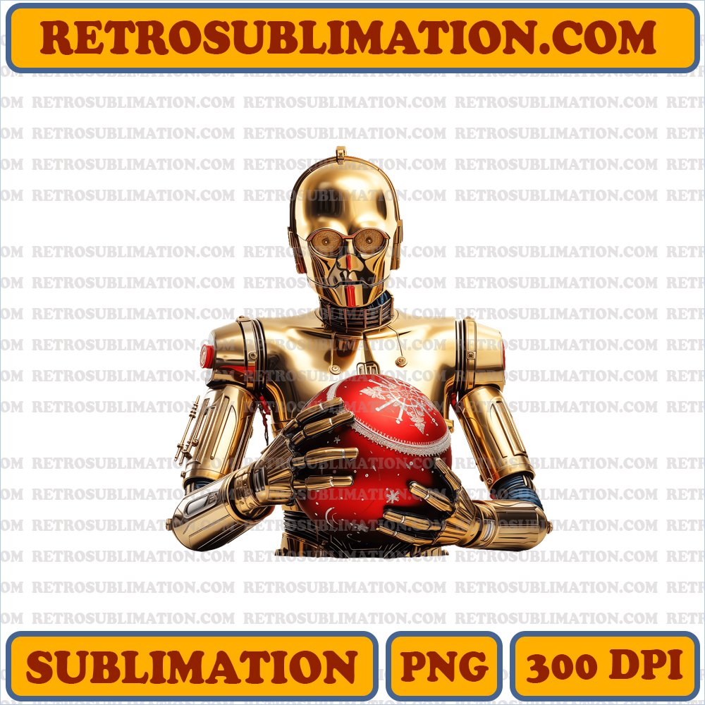 Christmas C-3PO - Star Wars Holiday Edition - High-quality Sublimation PNG Download
