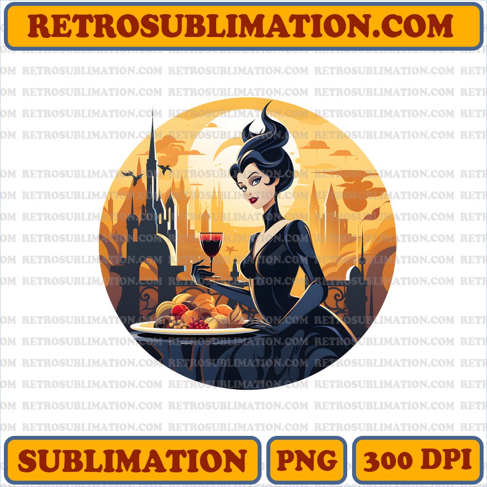 Enchanted Thanksgiving Feast - Maleficent's Castle Invitation Queen Aurora - PNG Digital Download
