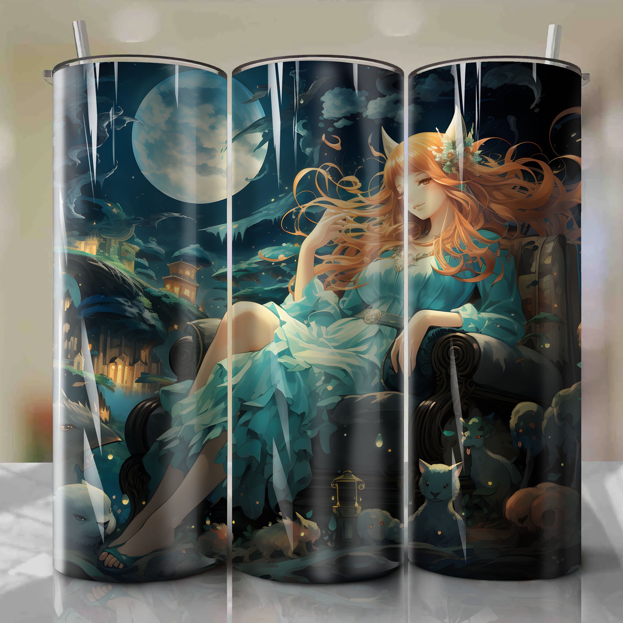 Colorful and Dynamic 3D Illustration of a Snorlax Pokémon on a 20 Oz Tumbler Wrap
