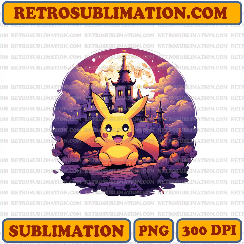 Haunted Lavender Town Halloween Pikachu - Digital Download PNG Sublimation
