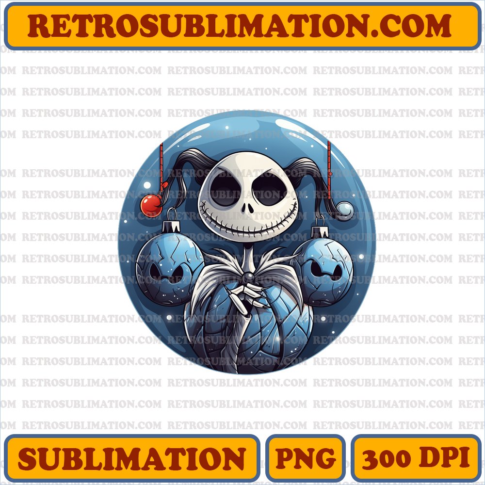 Jack Skellington Hanging Christmas Ornaments - Festive Cartoon Sublimation PNG Download
