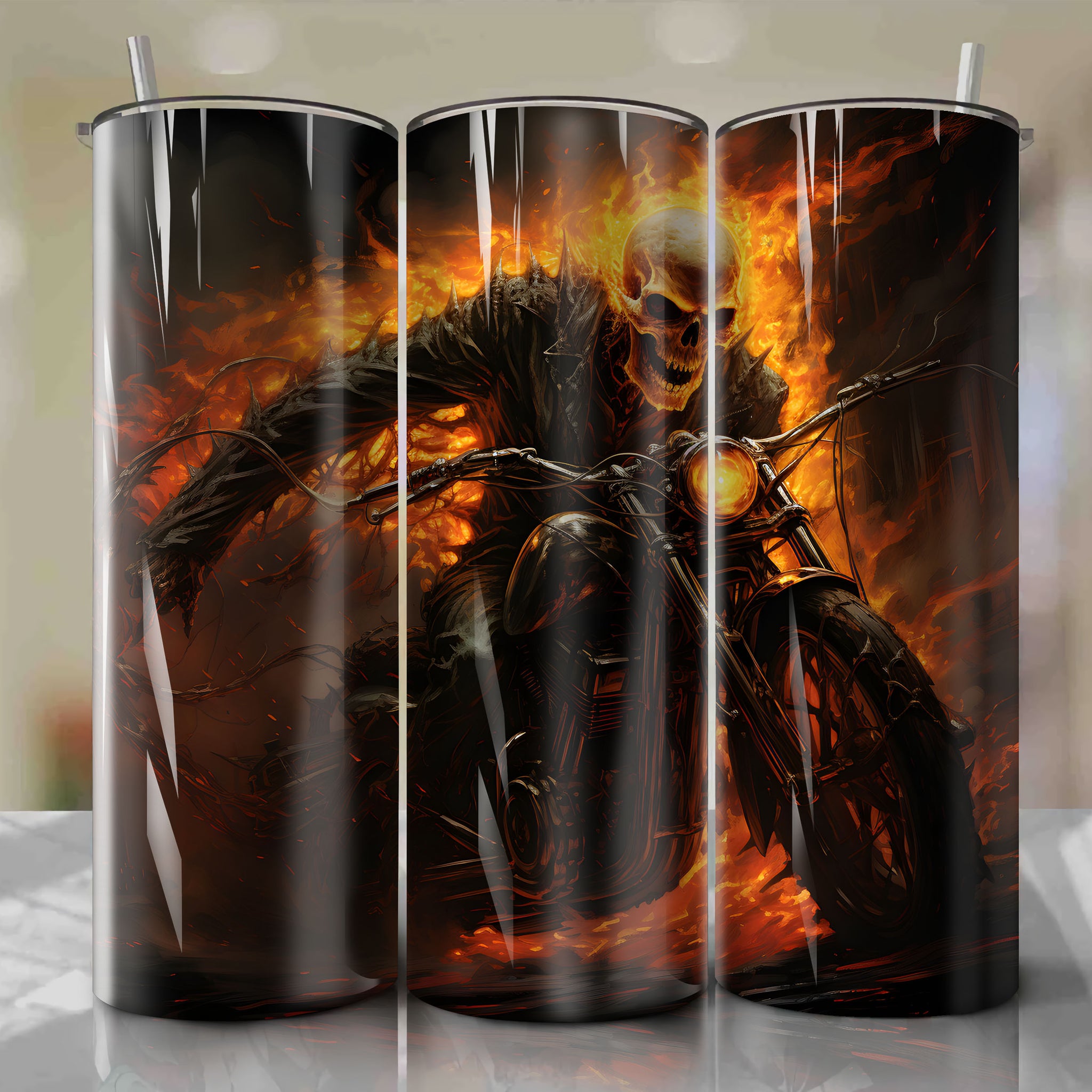 Ghost Rider (Johnny Blaze): 20 Oz Tumbler Wrap for Fans of the Infernal Spirit
