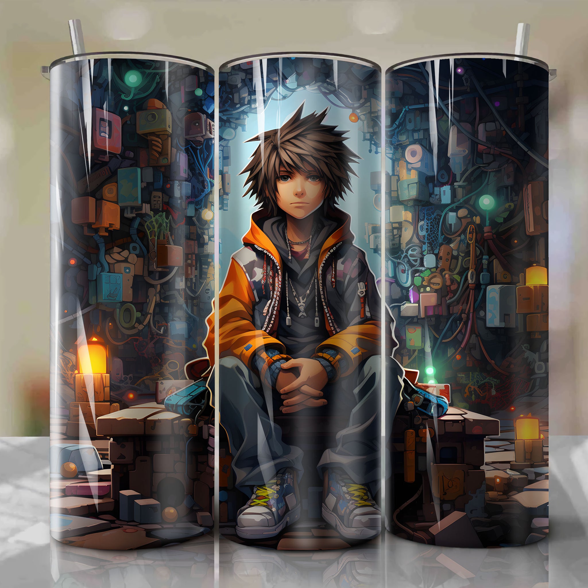 Kingdom Hearts-inspired 20 Oz Tumbler Wrap - Vibrant Graffiti Design
