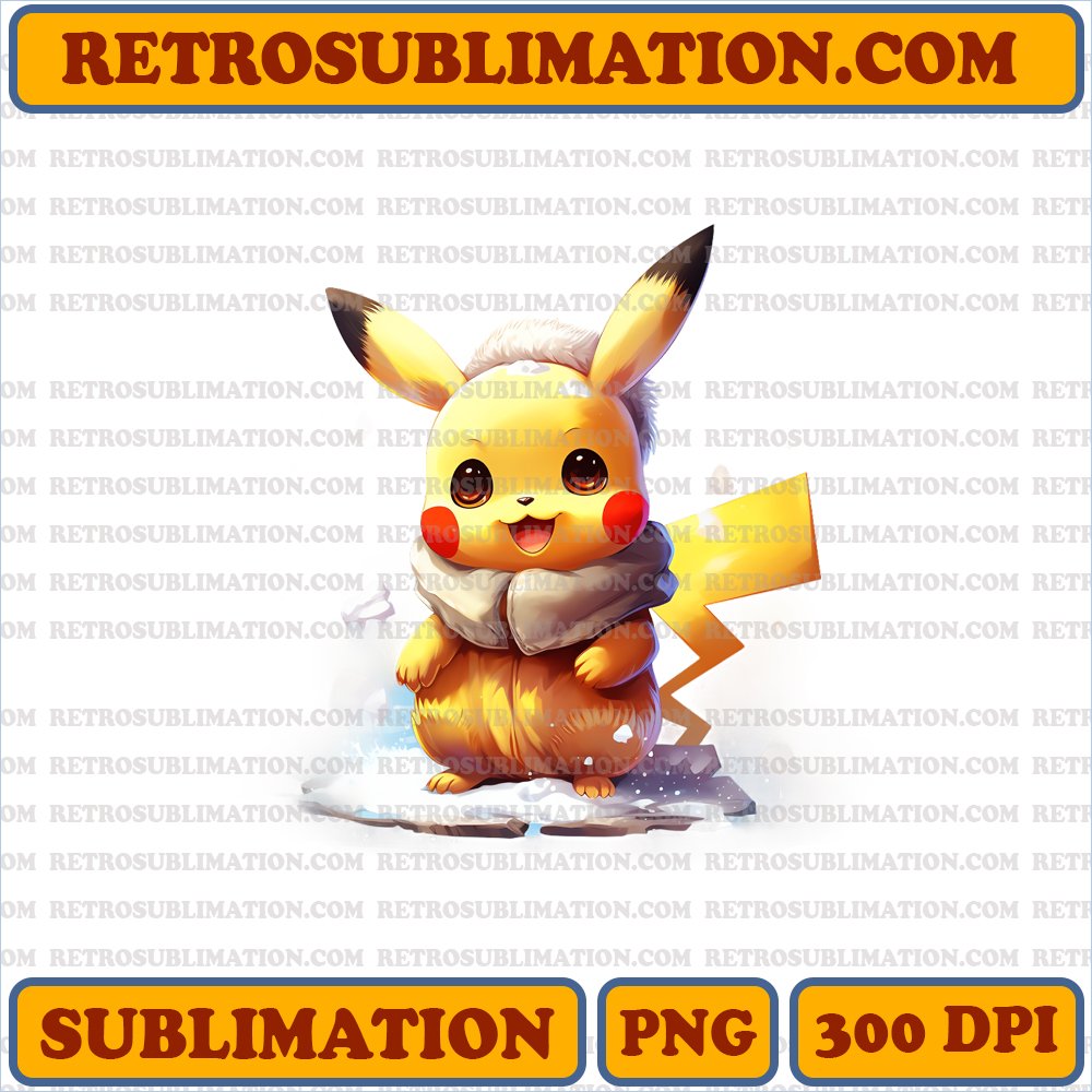 Snowman Building Pikachu - Creative Winter Edition - High-Quality Sublimation PNG Download
