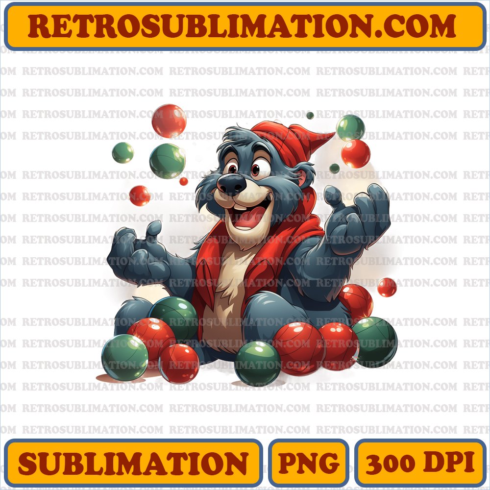 Amusing Christmas Baloo Juggling Ornaments - Festive Sublimation PNG Digital Download
