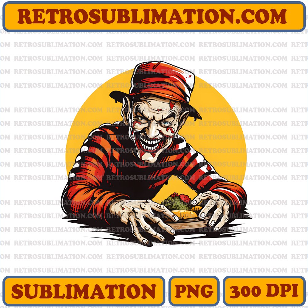 Freddy Krueger Thanksgiving Sublimation PNG Digital Download - Iconic Striped Sweater - Mischievous Grin - Turkey Clawed Glove
