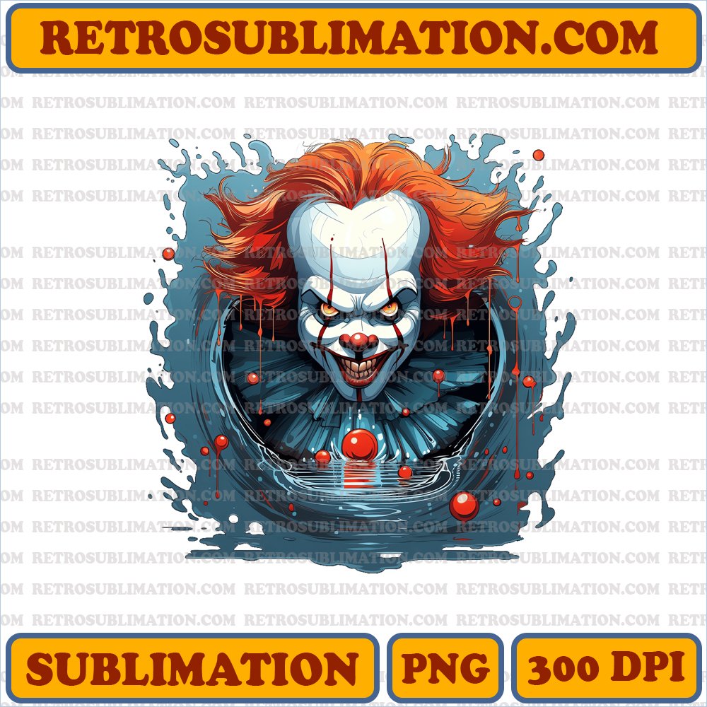 Christmas Pennywise - Ghoulish Grinning Sewer Clown - Festive PNG Digital Download
