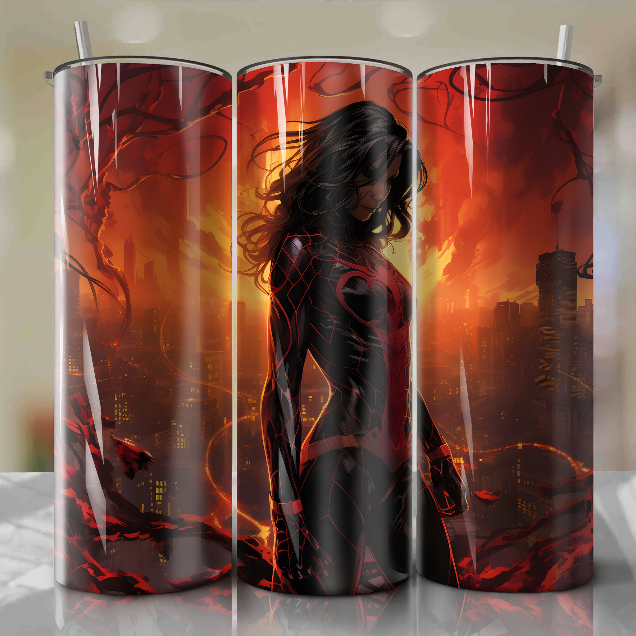 Spider-Woman (Jessica Drew) 20 Oz Tumbler Wrap: Grace and Strength in Comic Book Art
