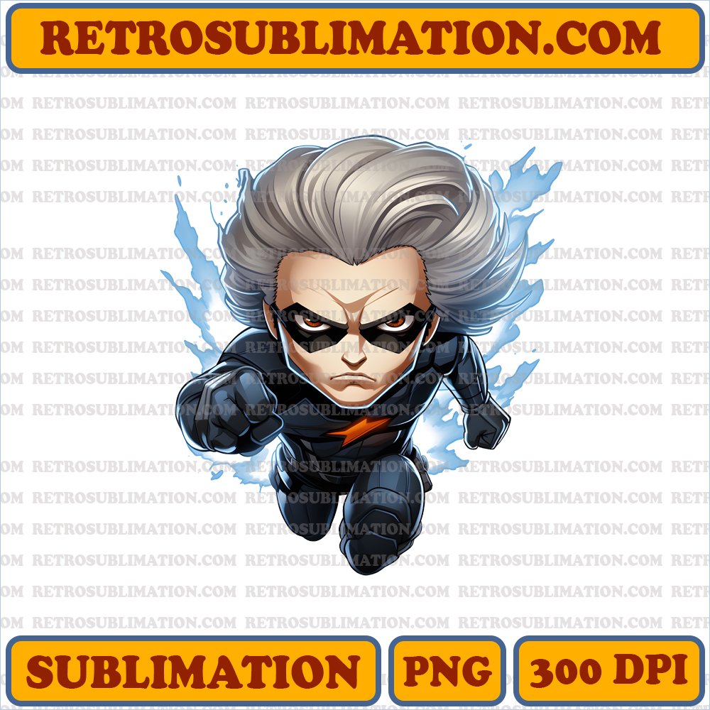 Determined Quicksilver Racing Sublimation PNG Download - Unique Chibi Art - Bootleg Style - Digital Graphic - High Energy Design
