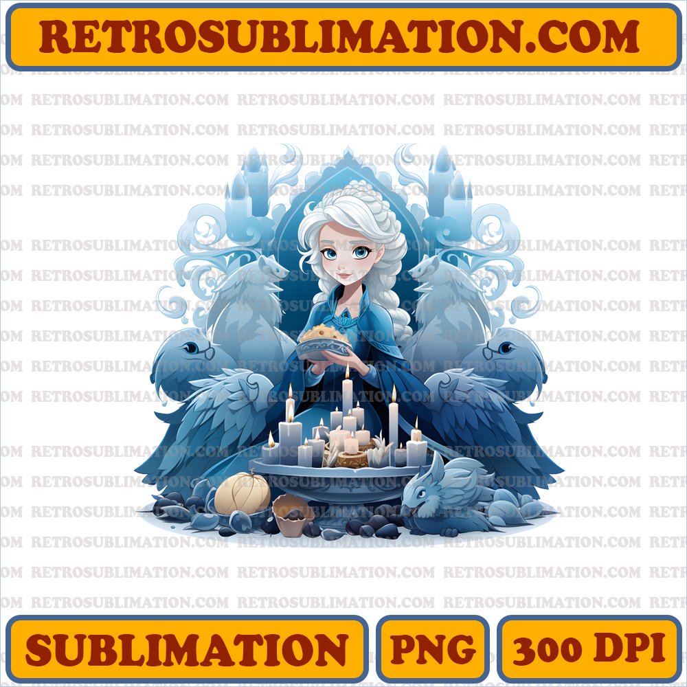 Thanksgiving Elsa - Ice Palace Serenity Handcrafted Turkey Centerpiece - Digital Download - Sublimation - Unique & Creative PNG File
