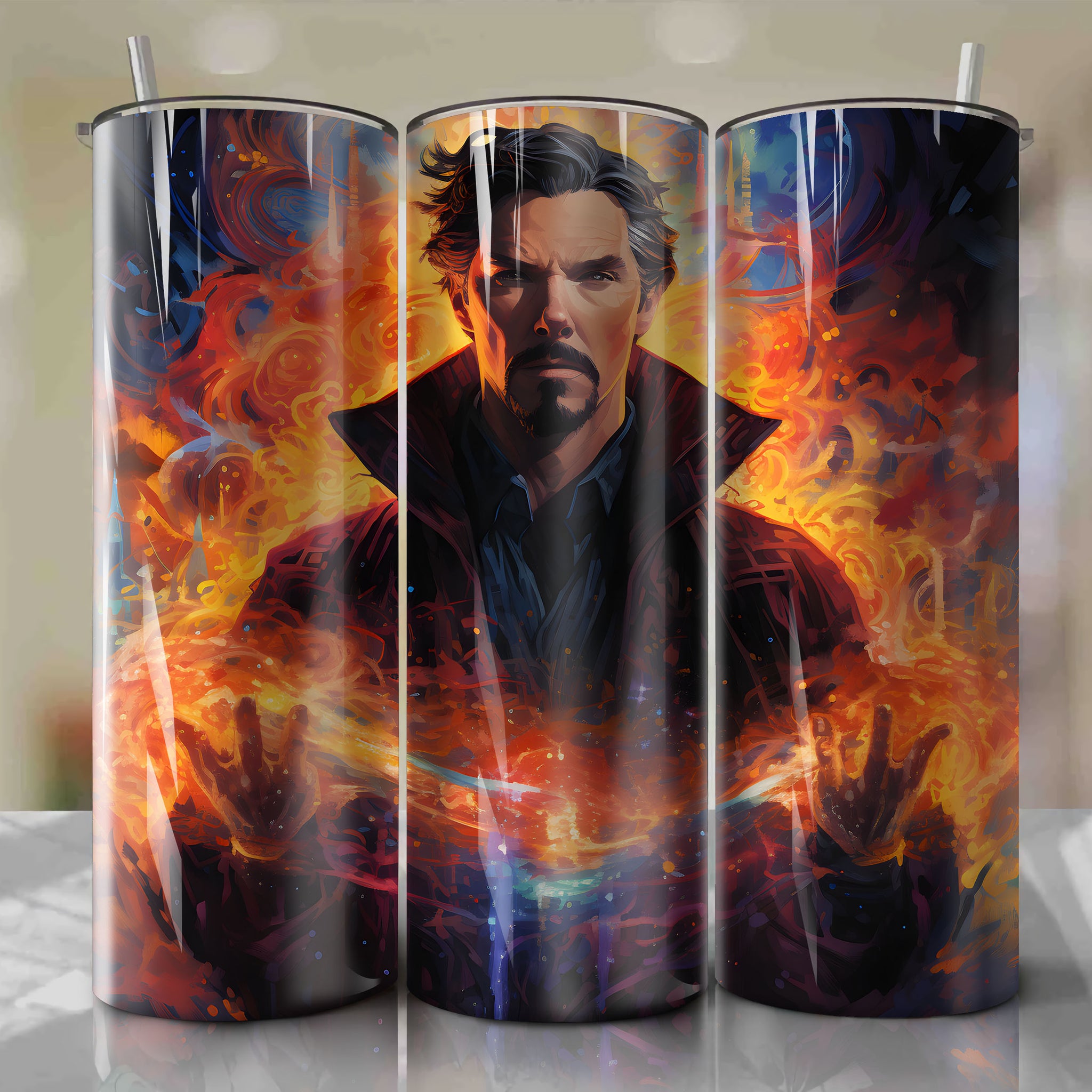 Mystical Wisdom and Vibrant Art: Doctor Strange 20 Oz Tumbler Wrap
