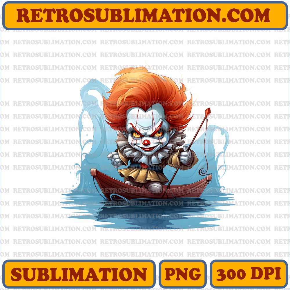 Playful Pennywise Chibi Digital Download - Teasing Clown Sublimation PNG
