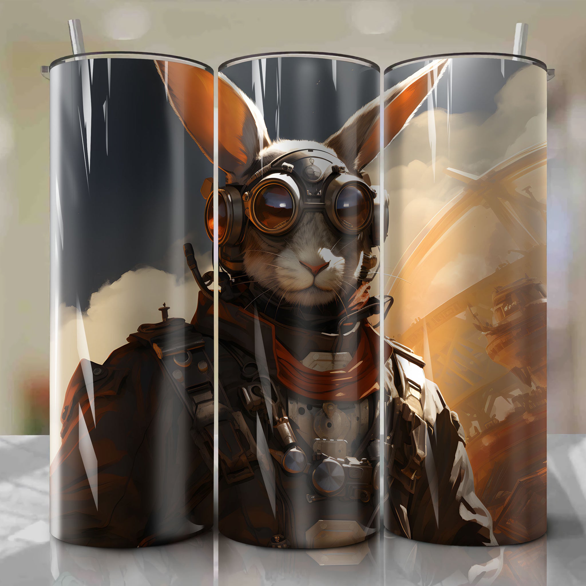 20 Oz Tumbler Wrap featuring Peppy Hare: A Heartfelt Artwork by a Seasoned Mentor
